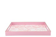 MELAMINE OLD PINK PLATE RECTANGLE BIRD 40X30X4CM NM