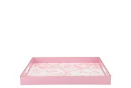 MELAMINE OLD PINK PLATE RECTANGLE BIRD 35X25X4CM NM