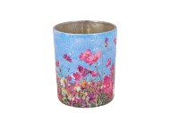 APRIL FLOWER BLUE T-LIGHT 10X10X12CM NM