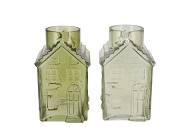 MILLE GREEN VASE HOUSE 13X13X22CM NM