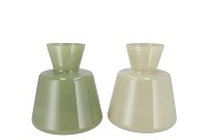 BEAU GREEN  CONE NECK VASE ASS 25X 23CM