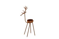 RUSTY RUST DEER WITH CANDLE HOLDER 12X7X25CM