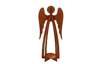 RUSTY RUST ANGEL WITH CANDLE HOLDER 18X12X42CM
