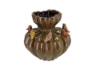 BIRD VASE WILD BROWN 22X22X21CM