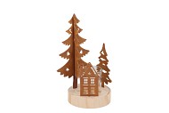 KATY RUST METAL RACK HOUSE AND TREE T-LIGHT 13X10X21CM