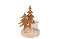 KATY RUST METAL RACK DEER AND TREE T-LIGHT 11X11X18CM