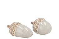 METTE WHITE ACORN DECO 14X7X7CM