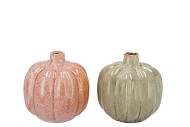 METTE ORANGE GREEN VASE PUMPKIN ASS 16X16X17CM
