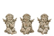 CONCRETE SAINT ANTIQUE ANGEL SITTING 17X15X22CM