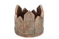 CONCRETE GOLDEN CANDLE HOLDER HOUSES 18X18X16CM