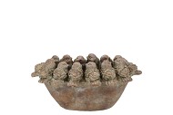CONCRETE GOLDEN POT BIRDS OVAL 31X19X15CM