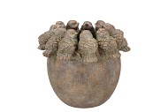 CONCRETE GOLDEN POT BIRDS 21X21X17CM