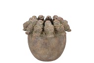 CONCRETE GOLDEN POT BIRDS 18X18X15CM