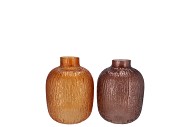 MARLY AMBER BROWN VASE NECK ASS 14X14X20CM