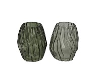 MARLY GREEN VASE STRUCTURE ASS 13X13X16CM