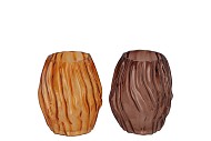 MARLY AMBER BROWN VASE STRUCTURE ASS 13X13X16CM