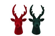 X-MAS FLOCK RED GREEN DEER ASS 13X13X23CM