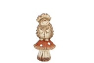 WONDERLAND BROWN HEDGEHOG ON MUSHROOM 10X9X20CM