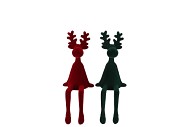 X-MAS FLOCK RED GREEN DEER FUNNY ASS 6X6X15CM