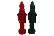 X-MAS FLOCK RED GREEN NUTCRACKER ASS 19X19X80CM
