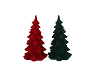 X-MAS FLOCK RED GREEN TREE ASS 8X8X13CM