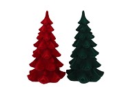 X-MAS FLOCK RED GREEN TREE ASS 15X15X25CM