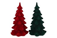 X-MAS FLOCK RED GREEN TREE ASS 19X19X34CM