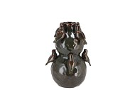MERLIN GREEN VASE BIRDS 23X22X20CM