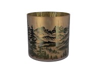 RUBY GOLD T-LIGHT MOUNTAIN TREE 15X15CM