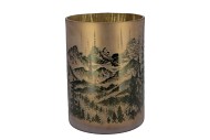 RUBY GOLD T-LIGHT MOUNTAIN TREE 18X24CM