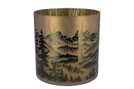 RUBY GOLD T-LIGHT MOUNTAIN TREE 20X20CM