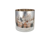 RUBY SILVER T-LIGHT WINTER HOUSE 8X8CM