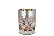 RUBY SILVER T-LIGHT WINTER HOUSE 10X13CM