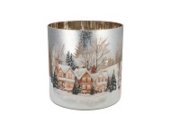 RUBY SILVER T-LIGHT WINTER HOUSE 15X15CM