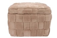 STRIPE CARAMEL POOF RECTANGLE LAYERS 60X40X42CM