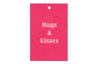 GIFT BOUQUET CARD HUGS KISSES FUCHSIA 6X9CM P/25