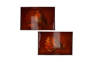 MELAMINE PRINT BROWN TRAY RECTANGLE BIRD ASS 40X26X4CM