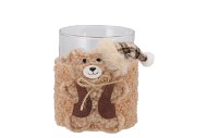 LAUREN BEIGE CANDLE HOLDER TEDDYBEAR 8X8X10CM