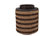 CRUZ BROWN LATERN ROUND STRIPES 12X17X23CM