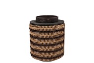 CRUZ BROWN LATERN ROUND STRIPES 8X12X17CM