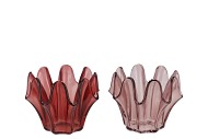 JAZZ PINK T-LIGHT BLOWN GLASS  ASS 16X13CM