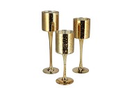 JAZZ GOLD CANDLE HOLDER WITH FOOT ASS P/3 8X20CM
