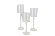 JAZZ CLEAR CANDLE HOLDER WITH FOOT ASS P/3 8X20CM