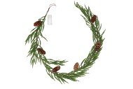 SILK GARLAND GREEN PINECONE LED LIGHT 150CM