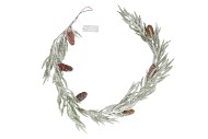 SILK GARLAND GREEN PINECONE SNOW LED LIGHT 150CM