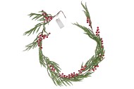 SILK GARLAND GREEN RED BERRY SNOW LED LIGHT 150CM