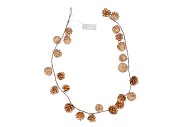 SILK GARLAND GOLD PINECONE LED LIGHT 150CM