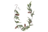 SILK GARLAND GREEN PINECONE SNOW LED LIGHT 150CM