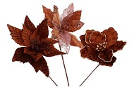 SILK POINSETTIA BROWN ASS 27CM