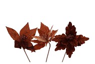 SILK POINSETTIA BROWN ASS 24CM